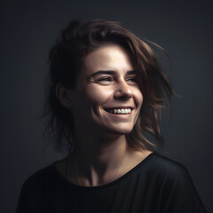 Portrait of a woman smiling with gradient background