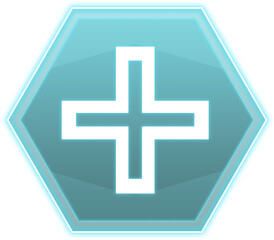 Digital png illustration of hexagon with cross on transparent background