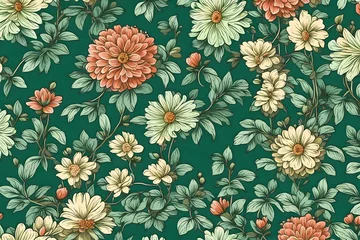 Deurstickers seamless pattern with flowers © CREAM 2.0