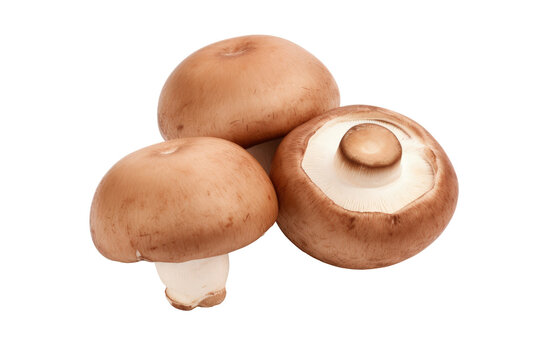fresh pink paris mushrooms on transparent  background