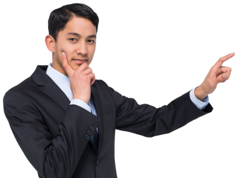 Digital png photo of biracial businessman on transparent background