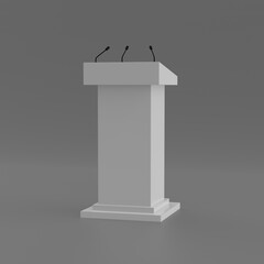 Blank podium speech stand 3d template illustration.