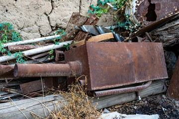 rusted iron metal material  in a group