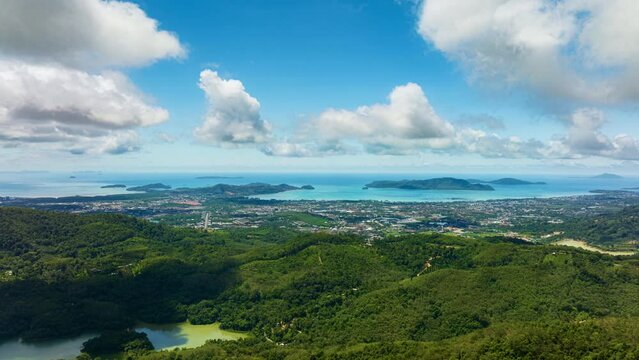 Hyperlapse timelapse of shadow clouds over Mountains in Thailand,Amazing Hyperlapse clouds sky in sunny day.Aerial view time lapse of mountain peak with cloud,Drone hyperlapse nature landscape