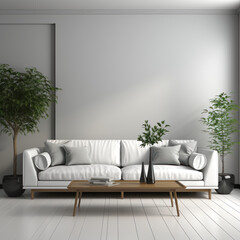  Minimalist living room with sofa and decor 
