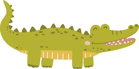 Alligator animal vector, Abstract baby alligator vector, safari baby animal, cute animal isolated, adorable alligator for print, vector illustration