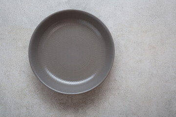 Overhead view of empty grey bowl cooking concept