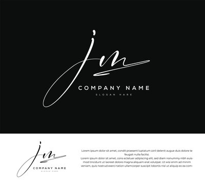 JM J M initial letter handwriting and signature logo