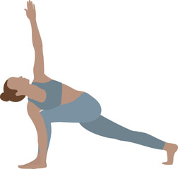 Yoga extended side angle pose isolated on white background