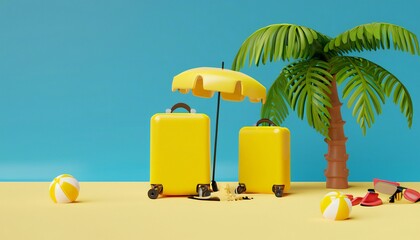 Obraz premium beach with trees and sun glasses