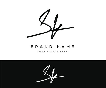 SK initial monogram handwritten signature logo