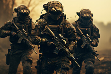 valiant and brave soldiers holding guns, veterans day