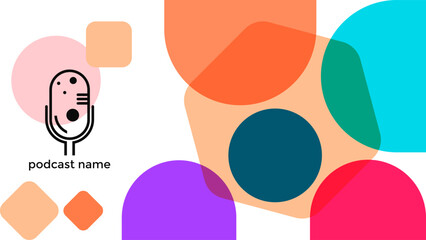 ABSTRACT TEMPLATE PODCAST MICROPHONE FLAT COLOR LIQUID DESIGN BACKGROUND VECTOR. GOOD FOR COVER DESIGN, BANNER, WEB,SOCIAL MEDIA