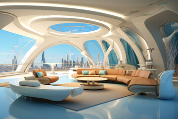Fototapeta premium Three dimensional futuristic interior design