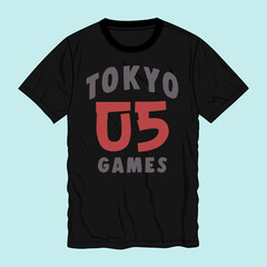 Tokyo Games Typography t shirt print vector illustration design ready to print 