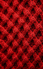 The texture of the knitted wool fabric is red