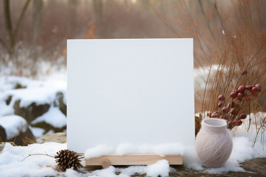 white board with winter background
