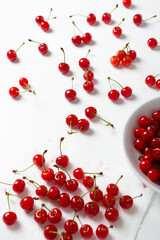 Sour cherry fruit on white background harvest concept