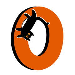 Capital Letter O,Orange Alphabet Clipart with Black Cat,Halloween theme
