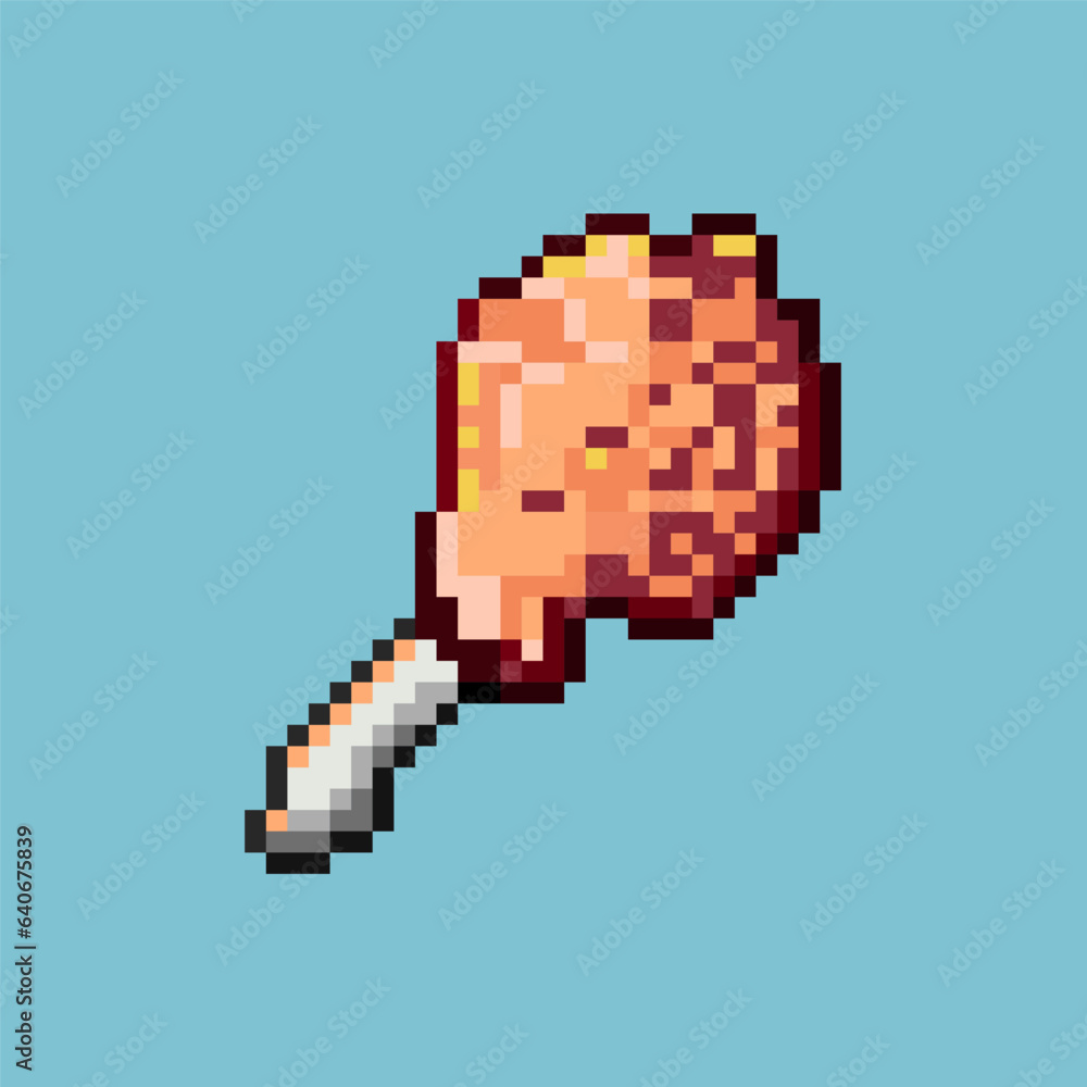 Poster pixel art of meat items. meat for dungeon increase health game. pixel art,8bits perfect for game ass