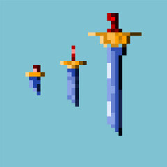 Pixel art of sword items on pixelated style. Pixel art,8bits perfect for game asset or design asset element for your game design asset.