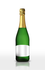 green champagne bottle with blank label