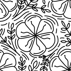 Monoline Floral Pattern Seamless