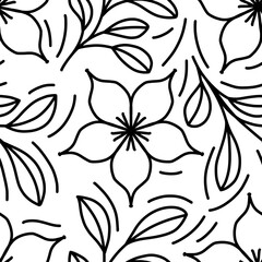 Monoline Floral Pattern Seamless