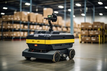 AGV (Automated guided vehicle) in warehouse logistic and transport.