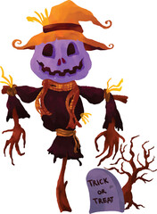 Purple pumpkin scarecrow