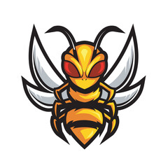 Angry bee esport mascot logo design illustration