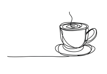 coffee cup ,line drawing style, continuous line art , Civil engineer, vector illustration