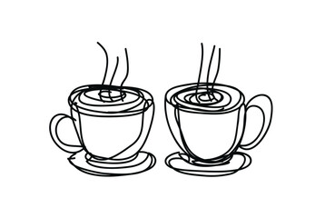 coffee cup ,line drawing style, continuous line art , Civil engineer, vector illustration