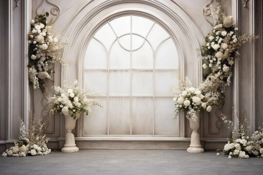 wedding interior wall background with floor andcspace for text