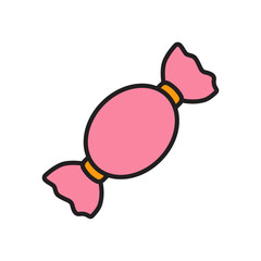 Candies in pink wrappers icon