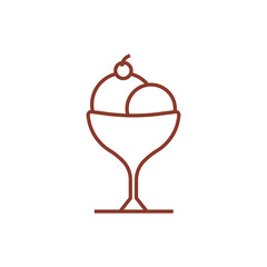Sweet ice cream on wine glass icon