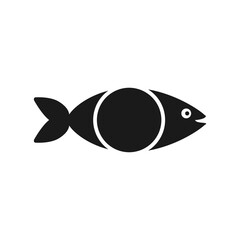 Fish with big empty round frame. Vector template with place for text.