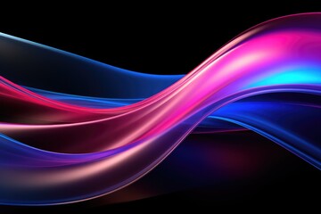 Abstract Pink Blue Lines in a Black Background, Neon Ultraviolet Wallpaper Backdrop - AI Generated
