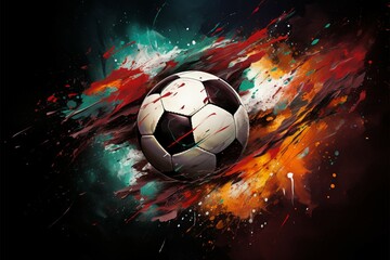 Energetic soccer poster, abstract ball art, ideal for sport enthusiasts