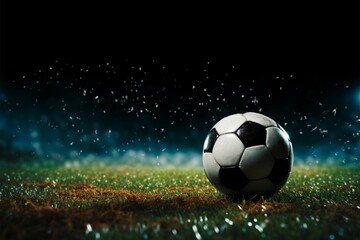 Fototapeta premium Football under the lights, A field illuminated with glowing spotlights