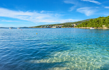 Small Croatian town on the seashore. Beautiful summer landscape.