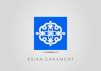 Vintage ornate linear ornament in Kazakh traditional style. Asian floral designs. Abstract Asian elements of the national pattern of the ancient nomads of the Kyrgyz, Mongols, Kazakhs, Tatars.