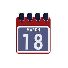 Calendar displaying page of the day 18 (eighteenth) of the March  – Day 18 of the month. Illustration