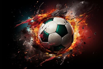 Naklejka premium Kinetic soccer allure, Compelling poster capturing dynamic soccer ball action