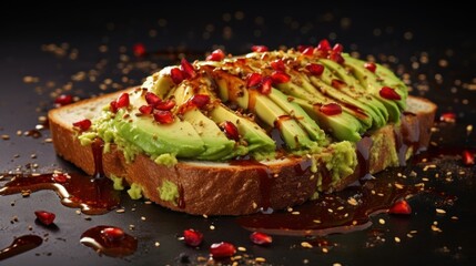 Sliced Avocado Toast Sprinkled with Red Pepper Flakes
