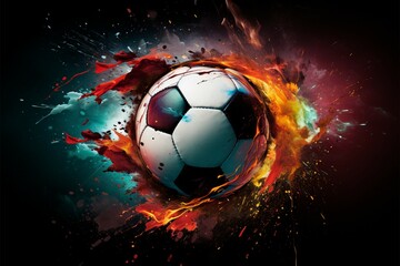 Vibrant football essence, Captivating poster with a lively soccer sphere