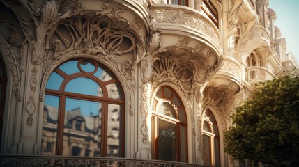 Obraz premium Architectural Details of an Art Nouveau Building