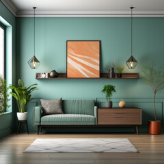  A eclectic room wall mockup with a blank wall

