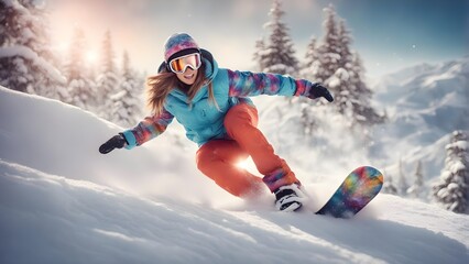 woman with snowboard
