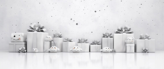 holiday happy gift present christmas gold decoration box white surprise. Generative AI.